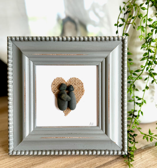 Handmade Pebble Art Couple In Heart #1